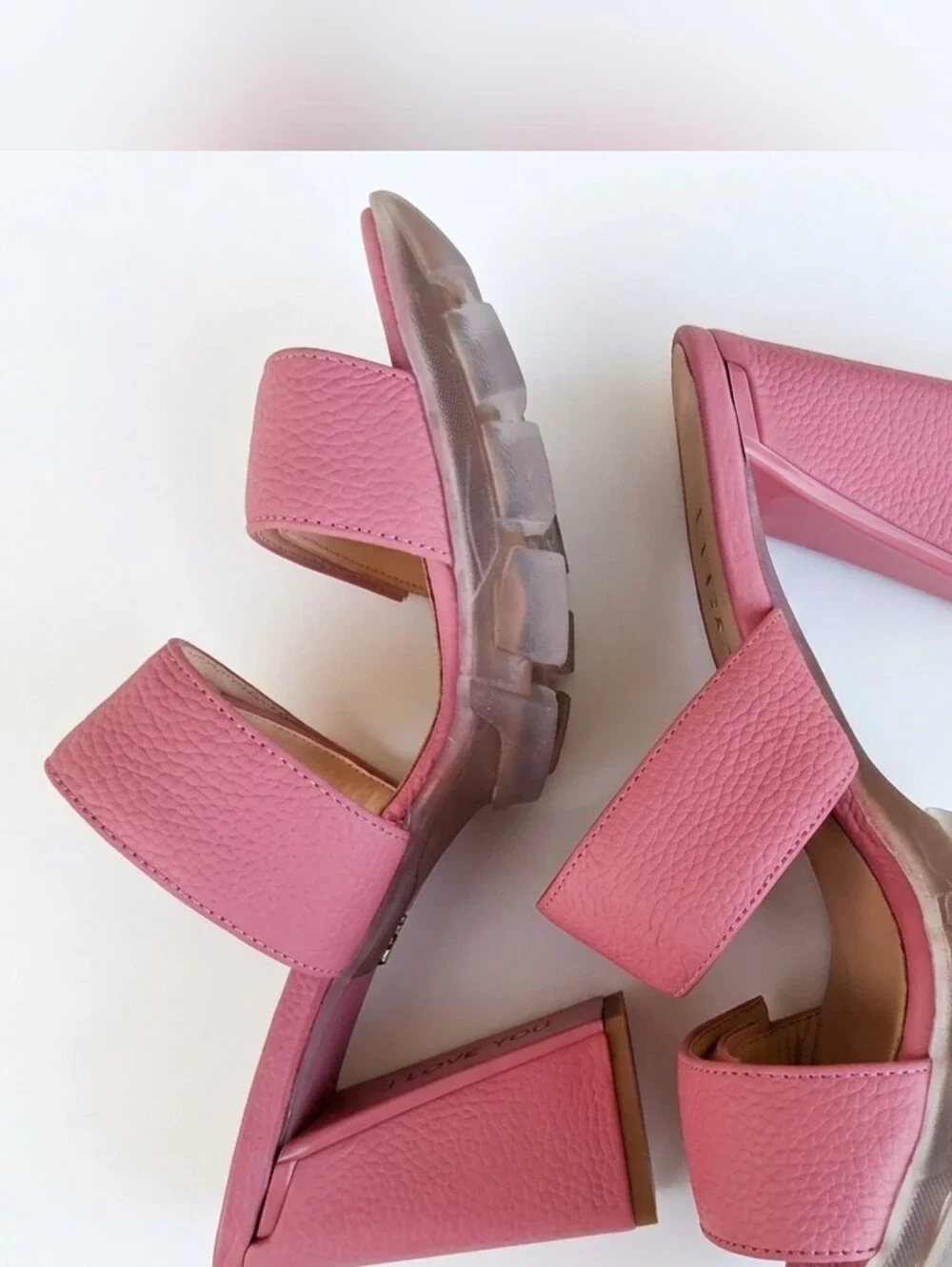 THEO Dusty Rose Chunky Platform Block Heel Slide Sandals Sz. 40/9 Barbie